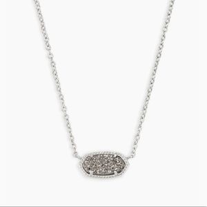 Kendra Scott Elisa Silver Pendant Necklace in Platinum Drusy